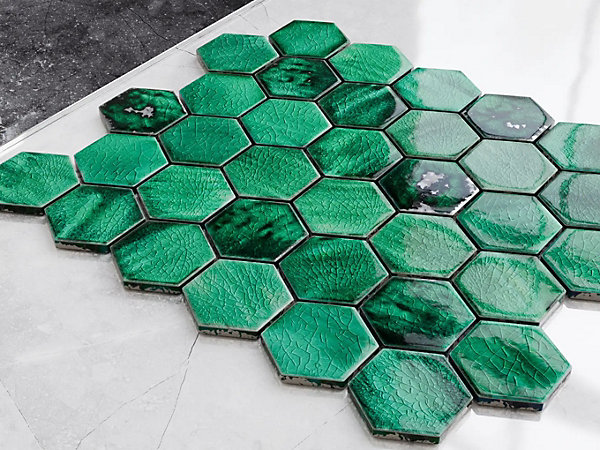 Mosaïque sur résille pour salle de bain et cuisine en céramique 31.2 cm x 27 cm- Jungle nature hive