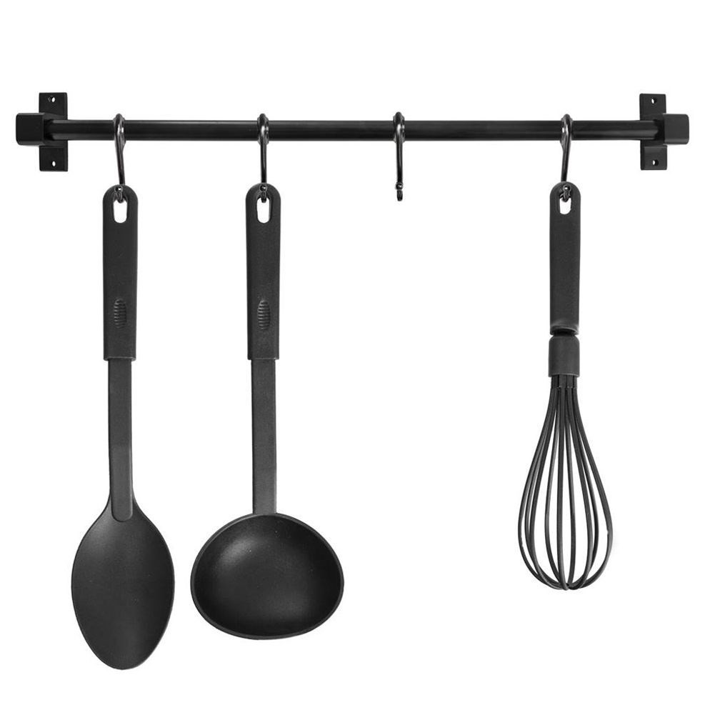 Wieszak reling kuchenny na przybory metalowy czarny 50,5 cm