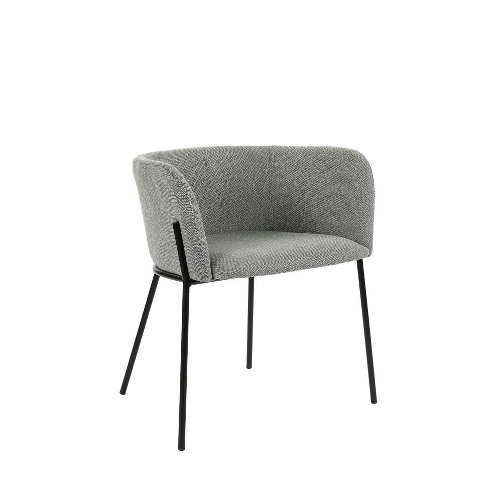 POLKA - Fauteuil de table en tissu pieds métal gris clair
