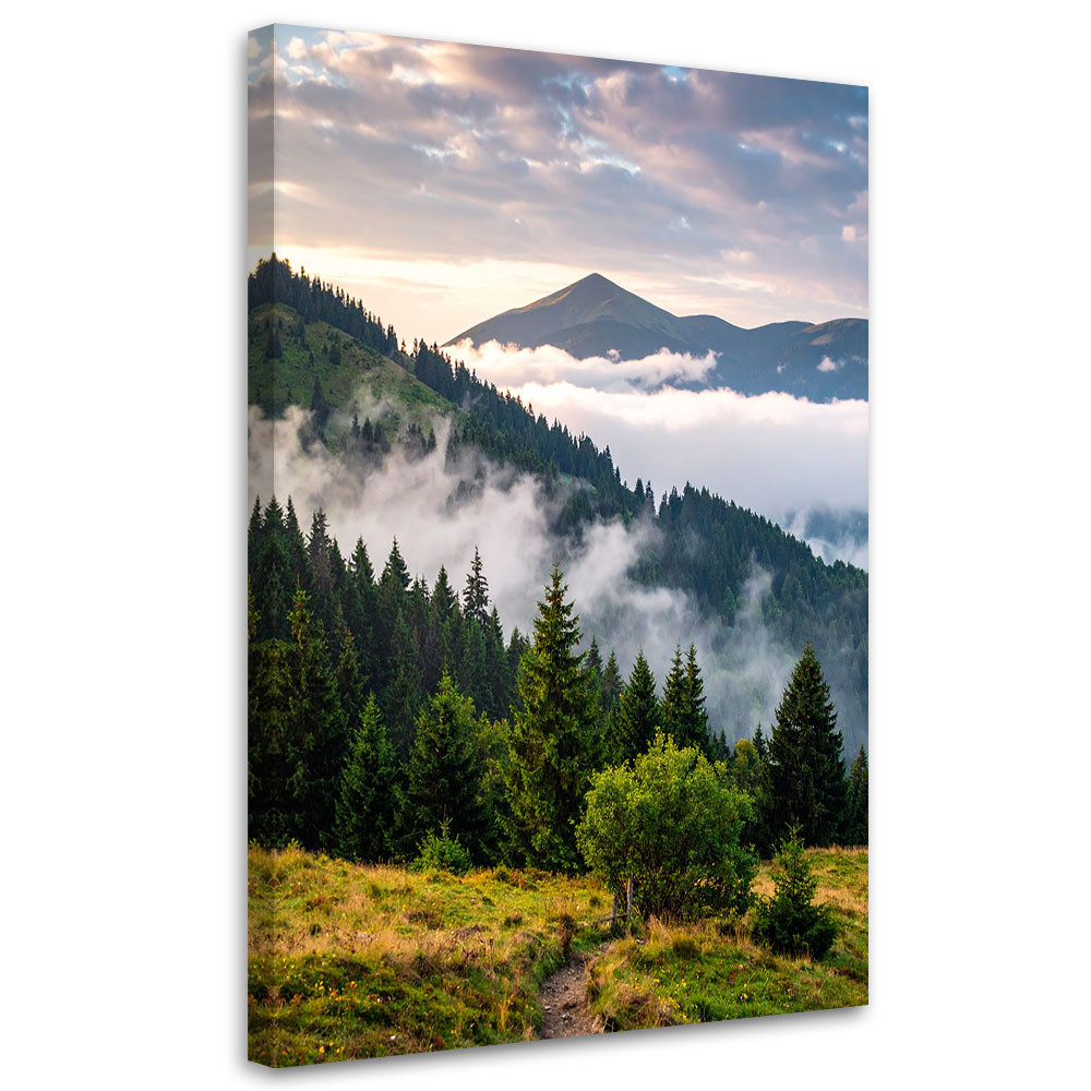 Obraz do salonu, Pejzaż górski Las Drzewa 20x30