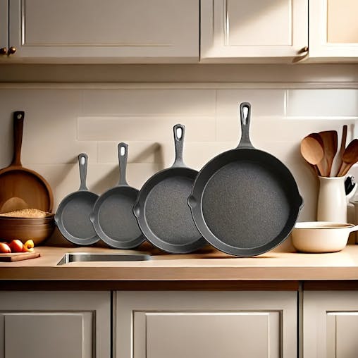 NNETM Pre-Seasoned Cast Iron Skillet Set (4pcs)