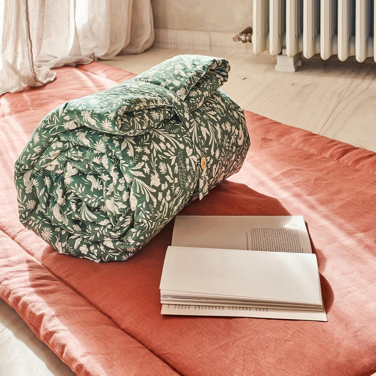 TERRE CUITE - Matelas de sol en lin terracotta 90x190