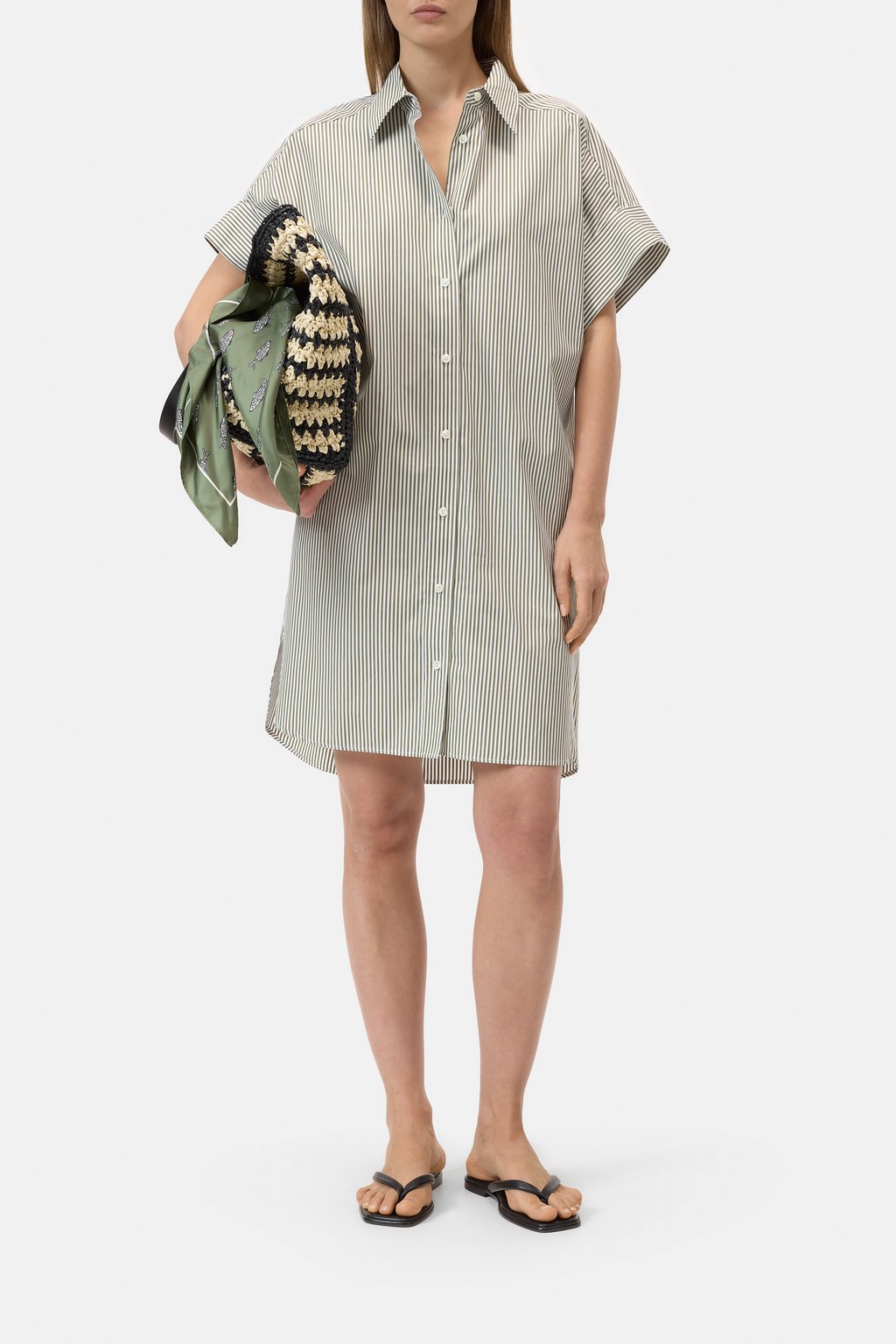 Gestreiftes Shirtdress aus Baumwolle
