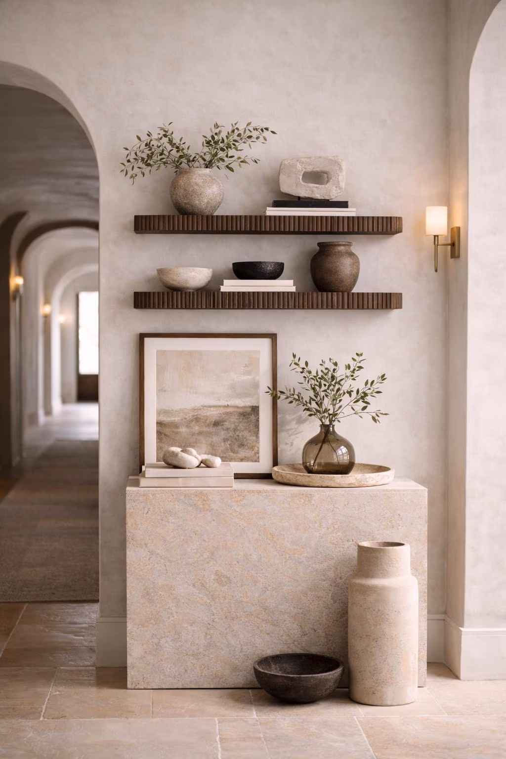 Rounded Fluted Floating Shelf