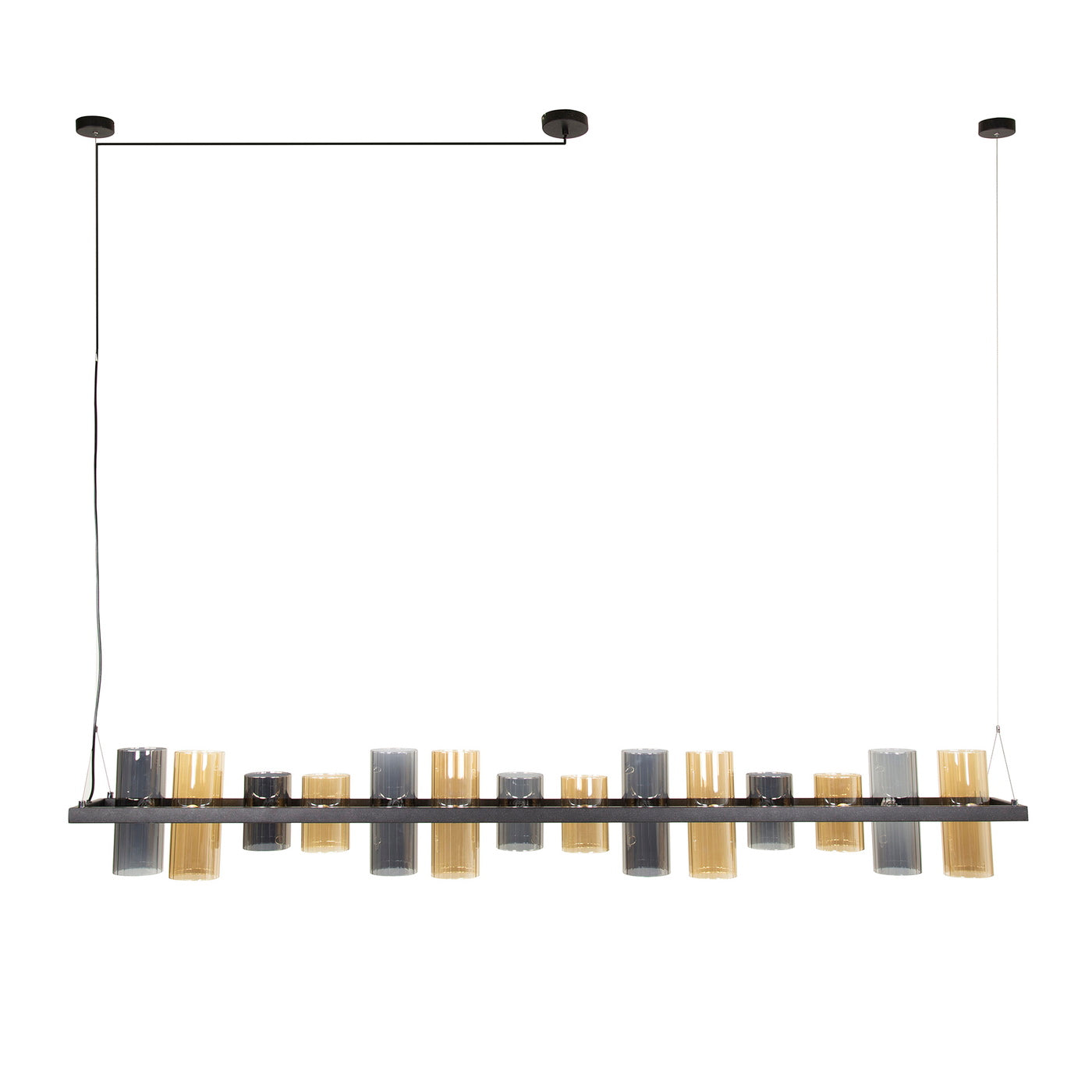 Giga Meubel Hanglamp Cylinder - Zwart Metaal - 14-Lichts - 190x20x150cm