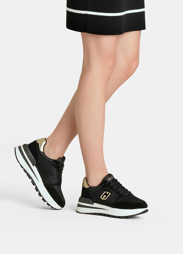 Sneakers in suede e mesh