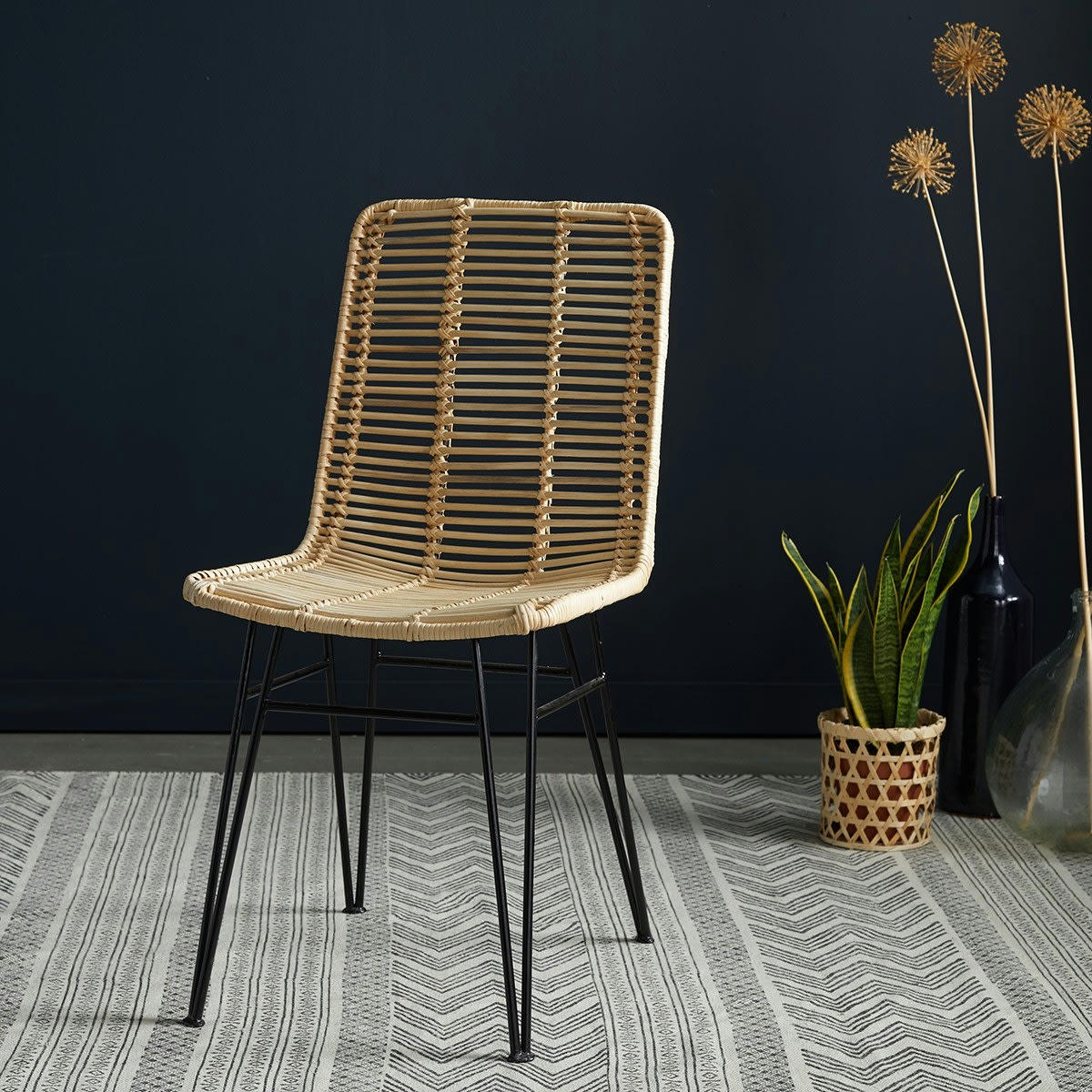 BOHEMA - Chaise en rotin et métal