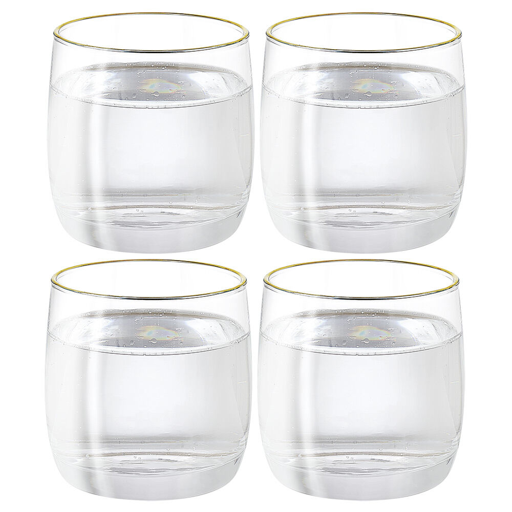 Gobelet en verre transparent avec liseré doré x4