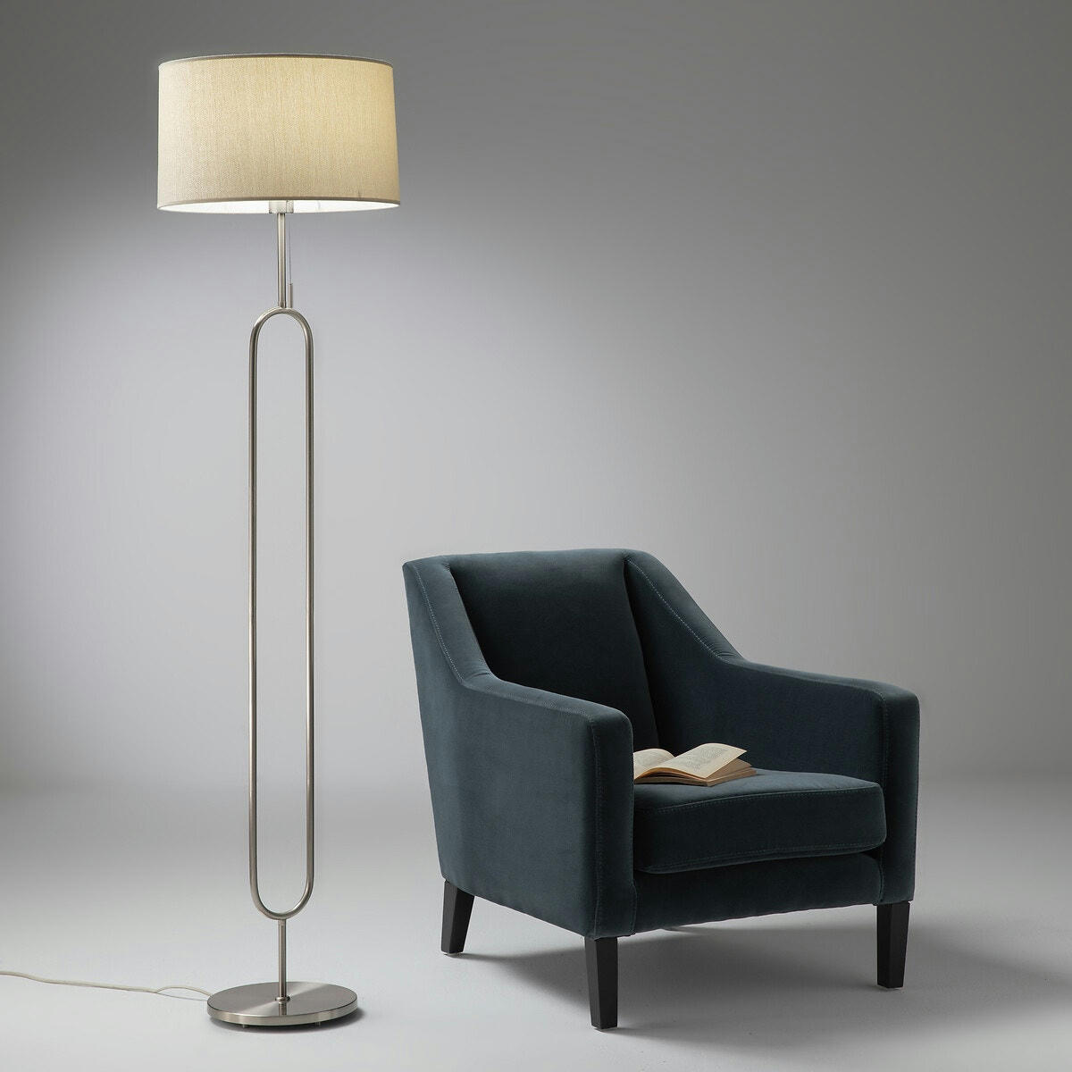 Pied de lampadaire métal nickel satiné, Ladika