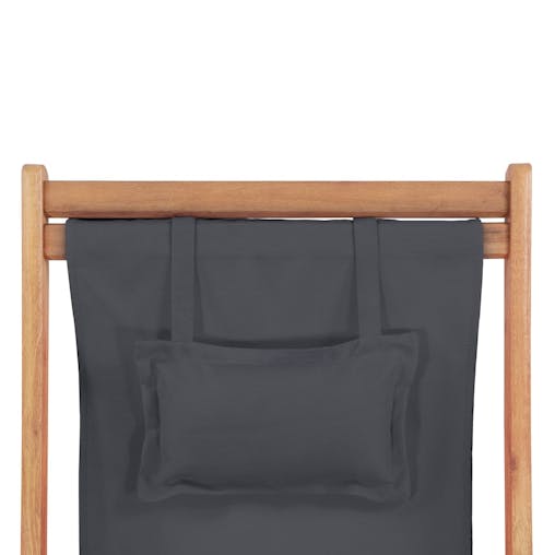 NNEVL Folding Beach Chair Fabric and Wooden Frame Grey