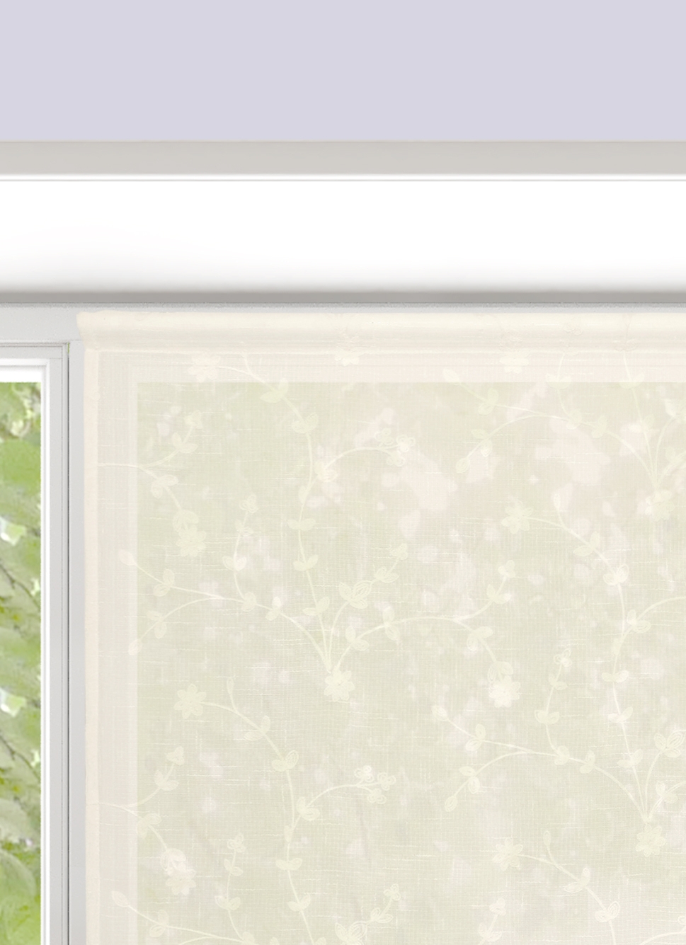 VITRAGE BRODÉ FLORAL 90 X 120CM IVOIRE