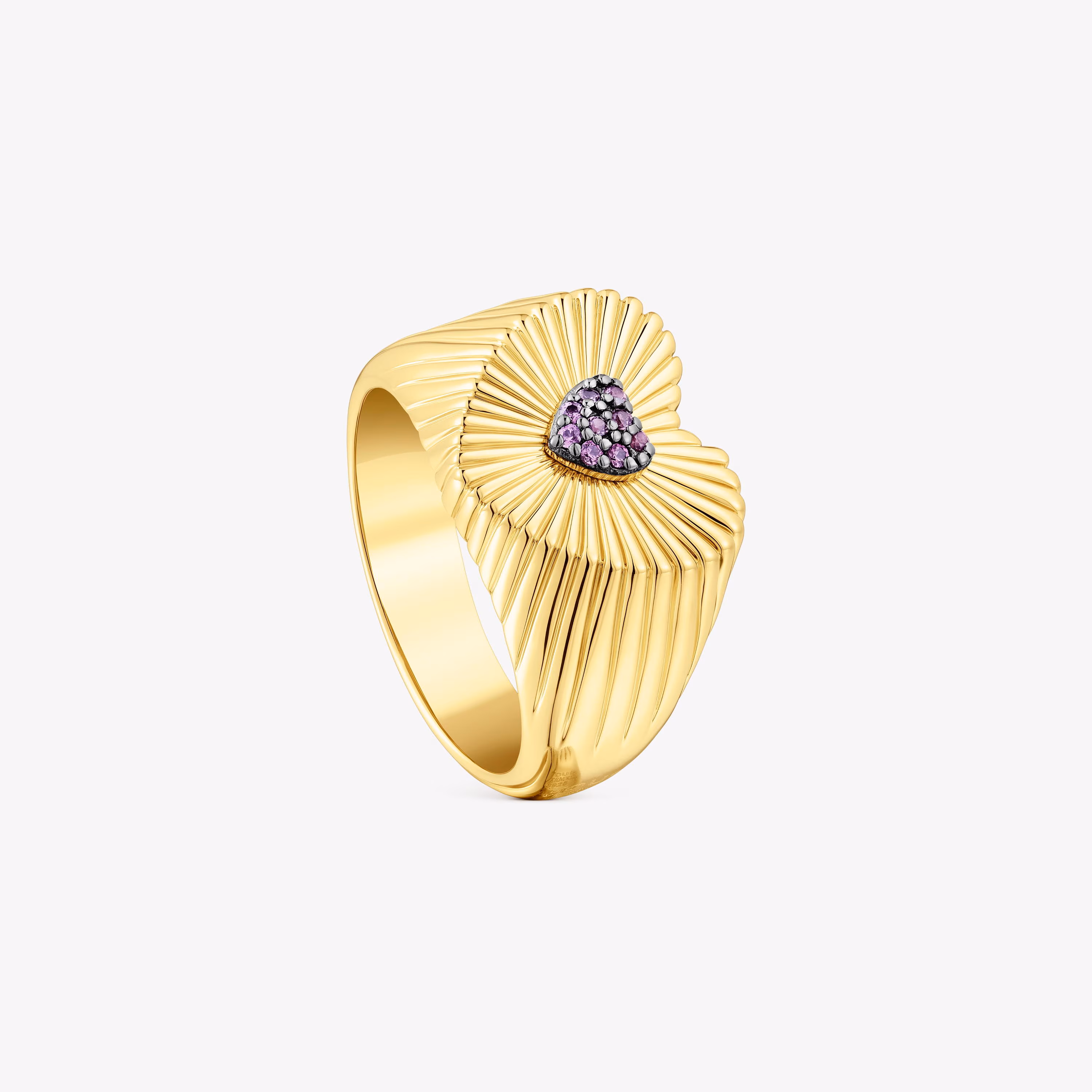 Sello de plata vermeil corazón con rodolitas Iris Motif