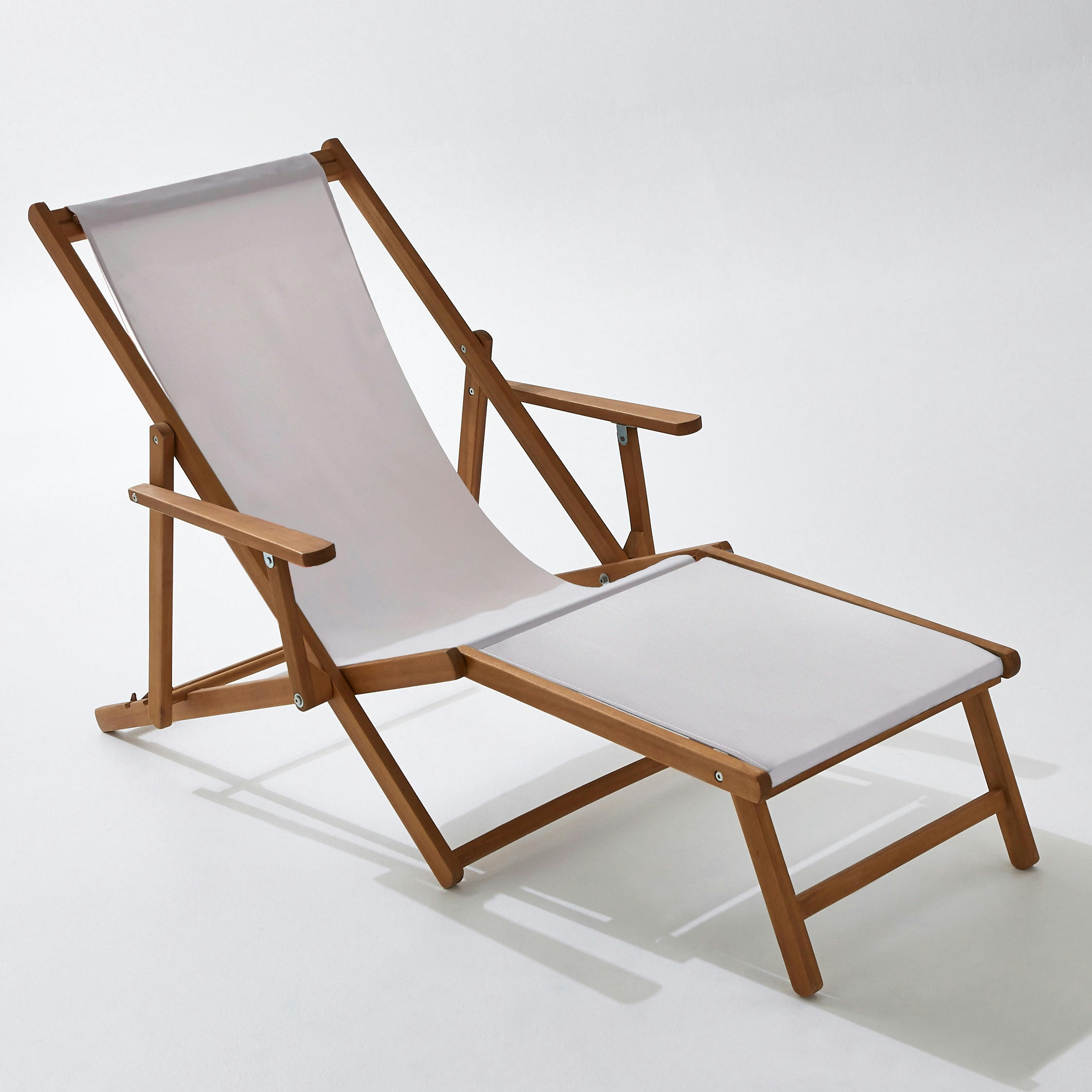 Chaise longue acacia et toile, Amezza