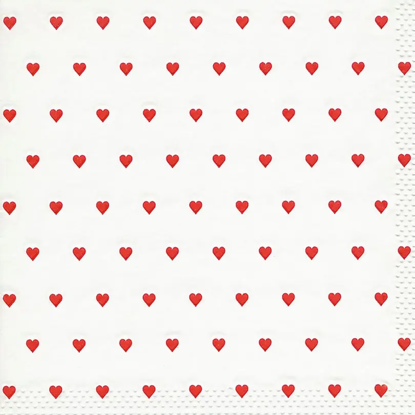 Serviette 16er-Set coeurs red