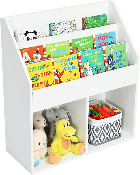 Bibliothèque Enfants,étagère à Livres avec Casiers Ouverts,70x30x80CM pour Jardin Enfants,Chambre Enfants,Blanc