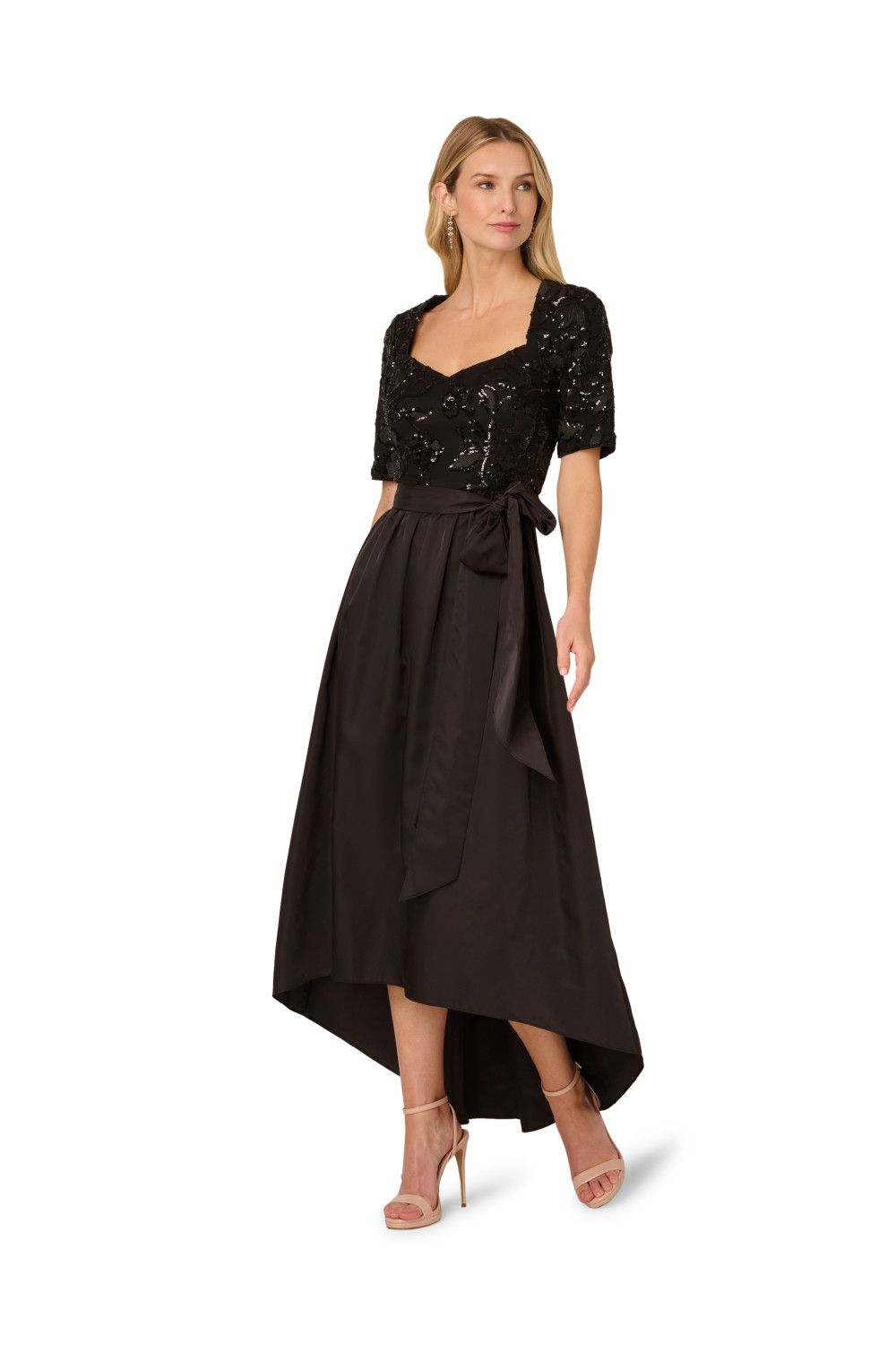 Adrianna Papell Sequin Combo Taffeta Gown