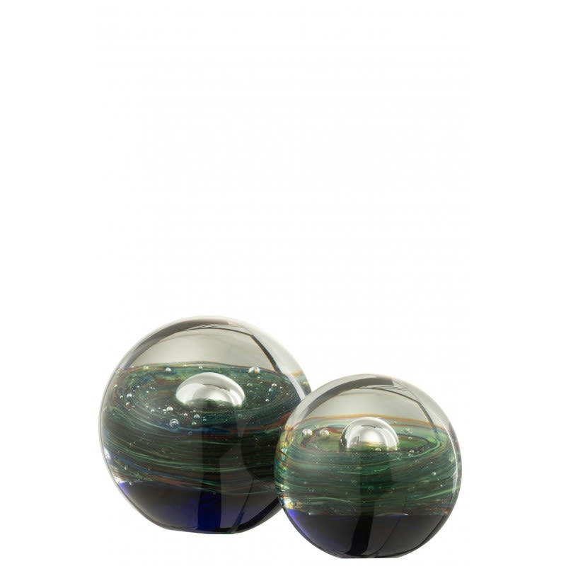 BULLE D'AIR - Presse-papier verre vert/bleu H10cm