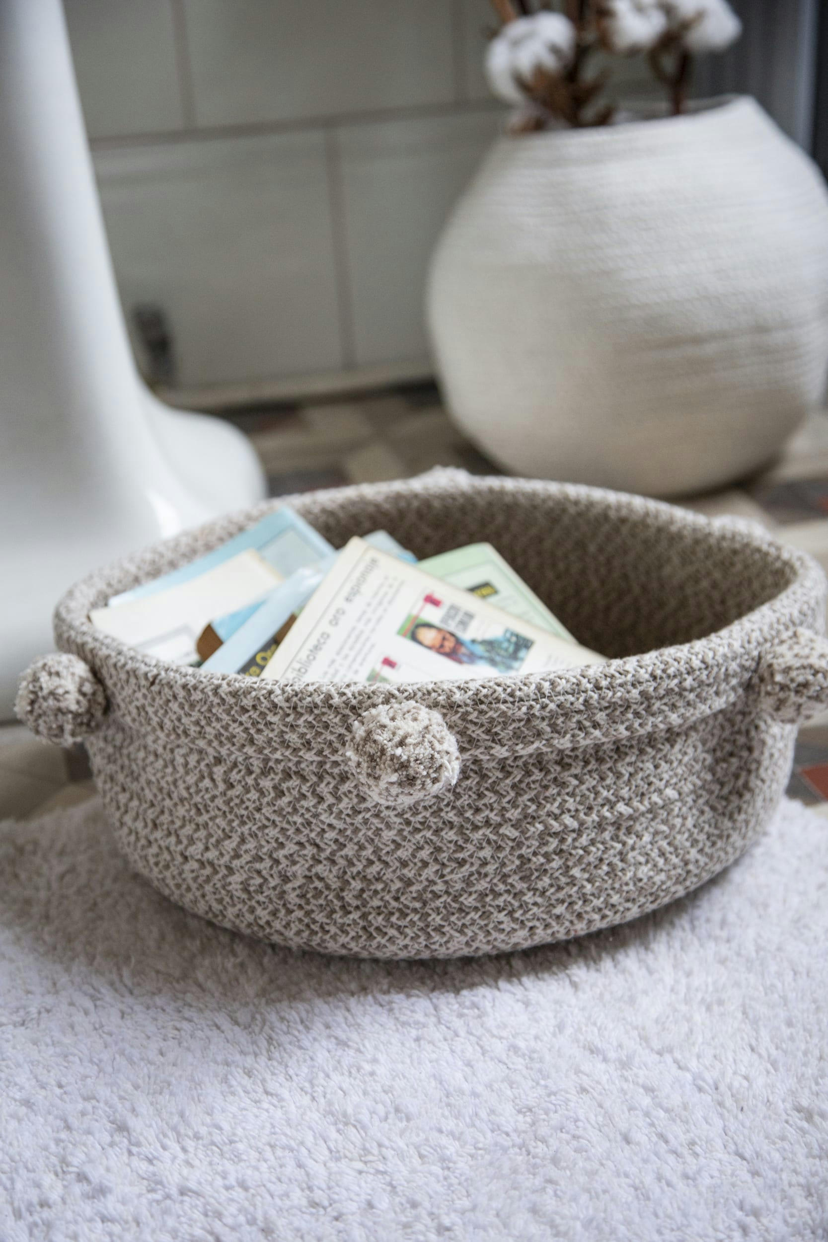 TRAY - Panier en coton beige 12xØ30