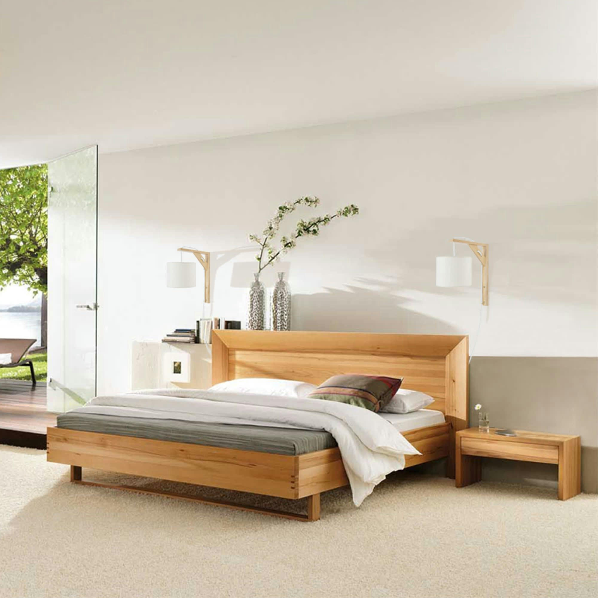 ÉQUERRE - Applique bois naturel et blanc