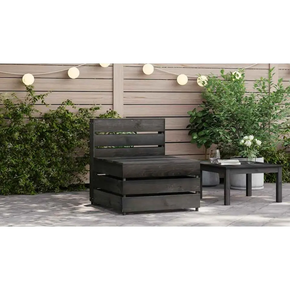 vidaXL - Tuinmiddenbank pallet - Grijs - Ge?mpregneerd grenenhout - 60x70x66 cm