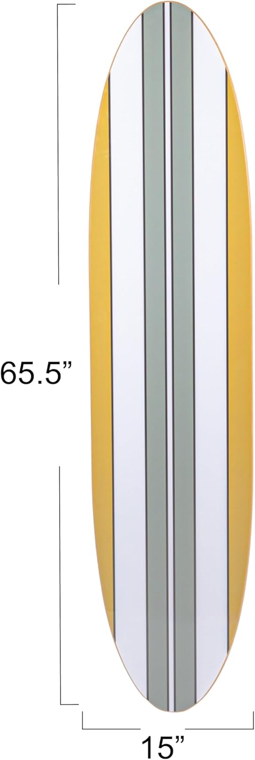 Creative Co-Op65.5 Inches Reclaimed Wood Striped Surfboard Wall Décor, Multicolor