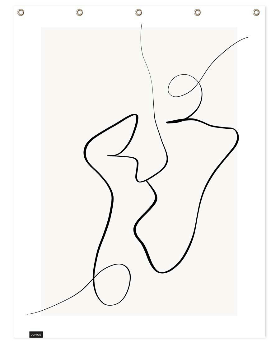 CONNECTED II - Rideau de douche en polyester en blanc & blanc ivoire 150x200