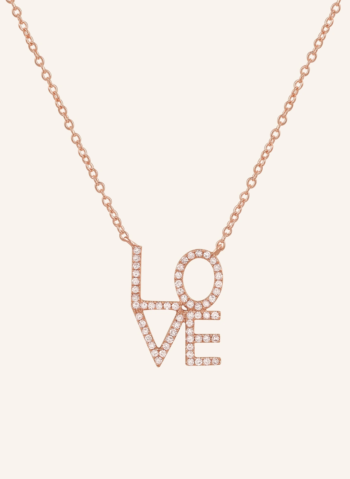 Leaf Halskette LOVE aus 18 Karat Roségold mit Diamanten