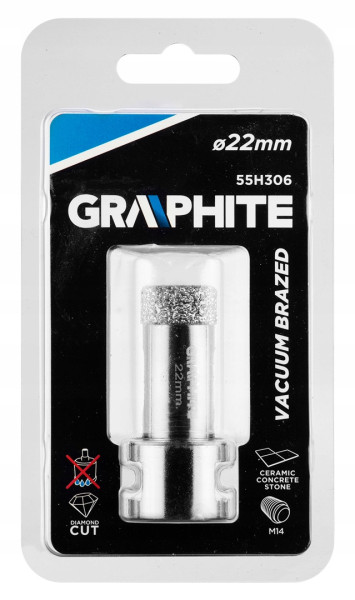 Otwornica diamentowa 22 mm x M14, GRAPHITE 55H306