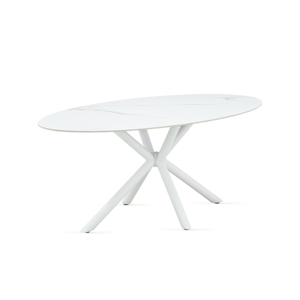 Giga Meubel Eettafel Roxy - Ovaal Wit Keramisch/Metaal - 180x90x75cm