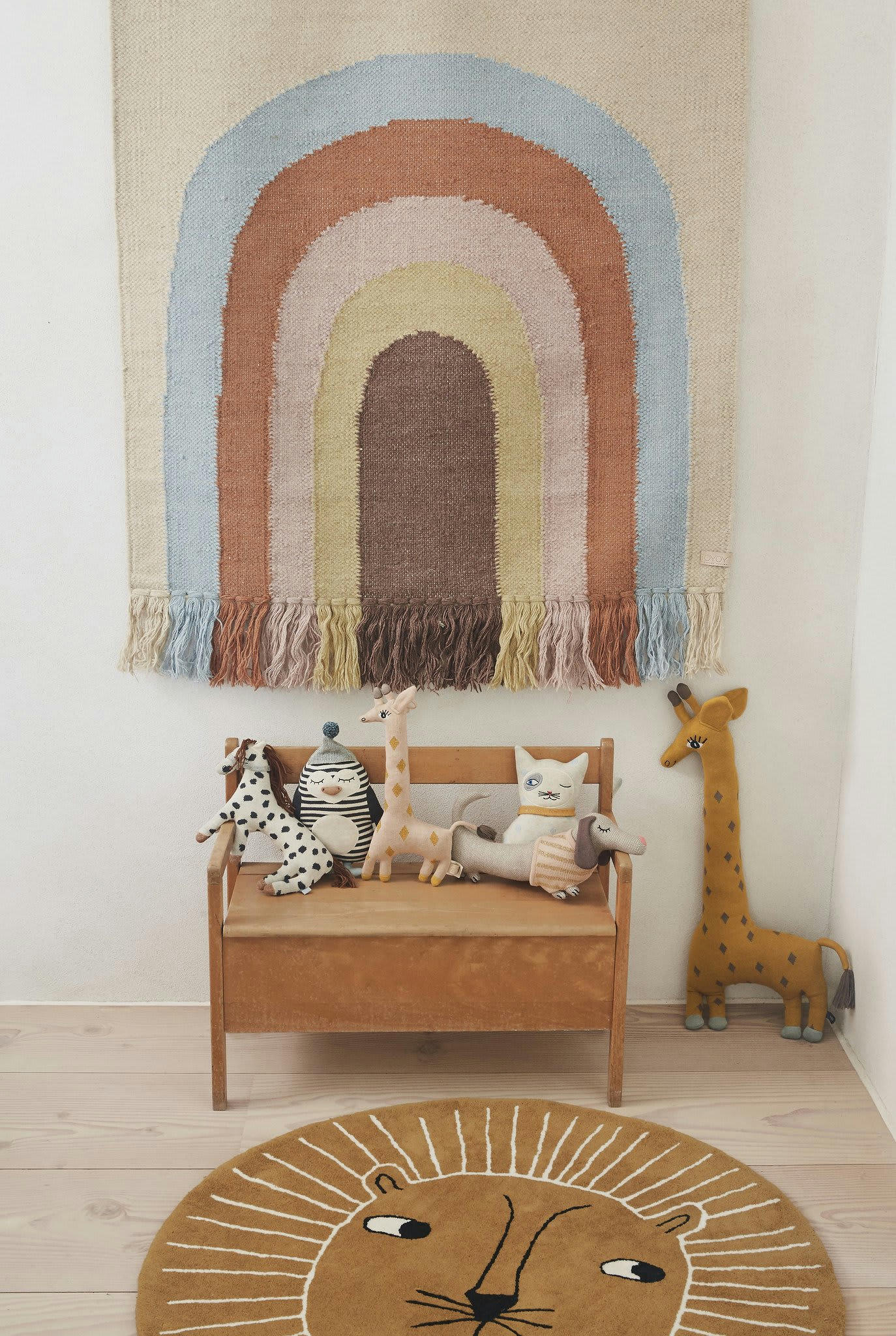 LION - Tapis marron en laine et en coton Ø95cm