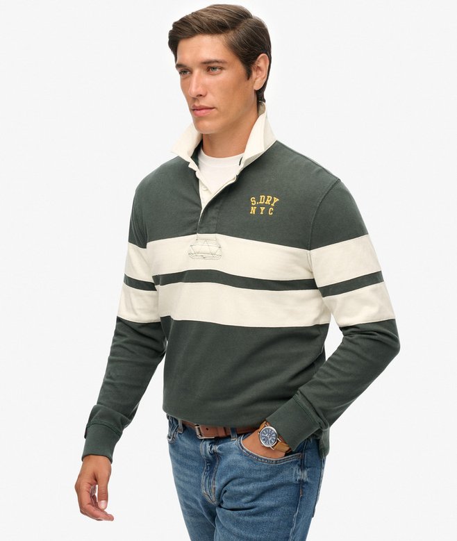 Vintage Athletic Stripe Rugby Top