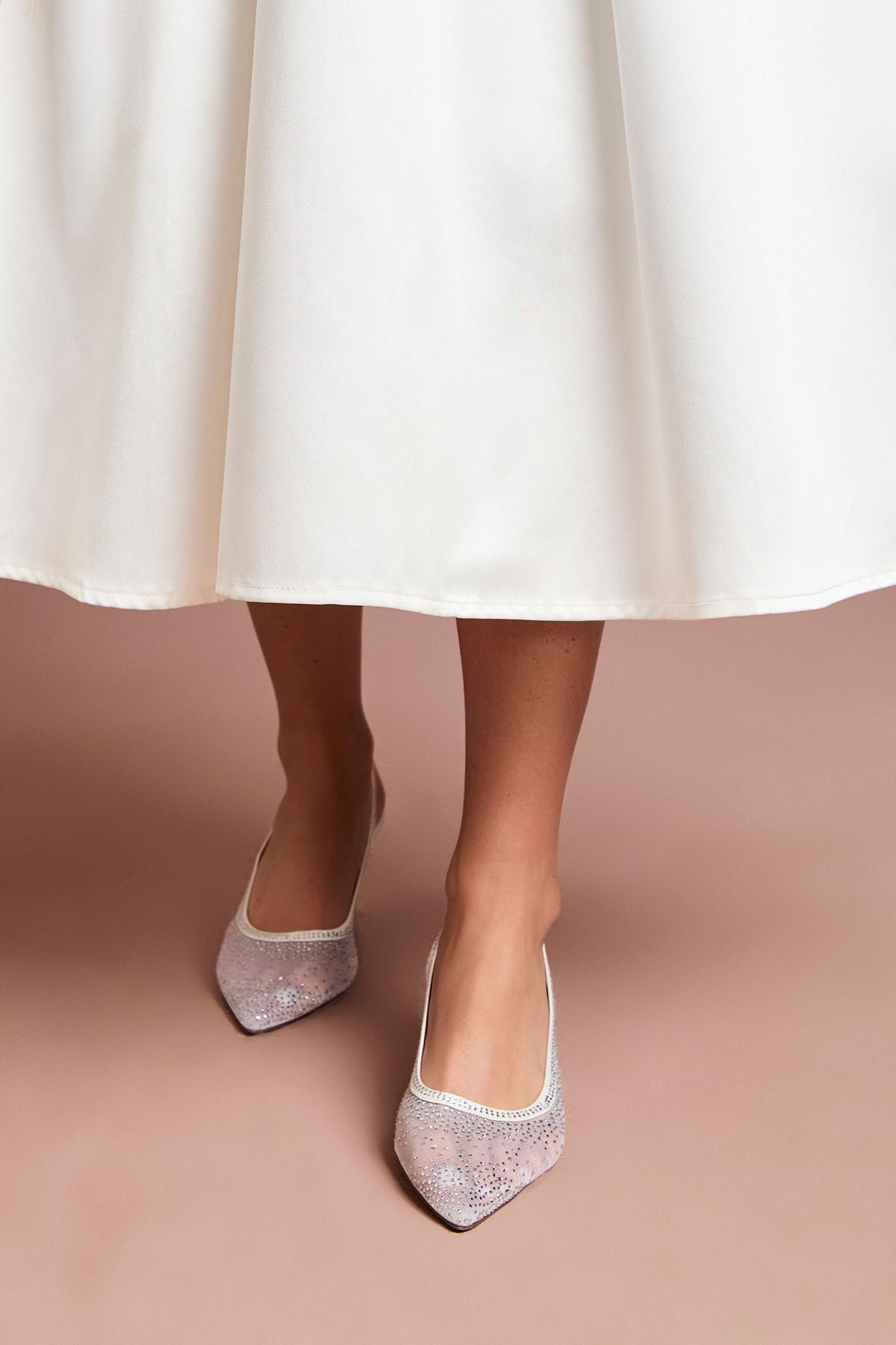Coast Bridal Sara Mesh Diamante Kitten Heel Slingback Court Shoes