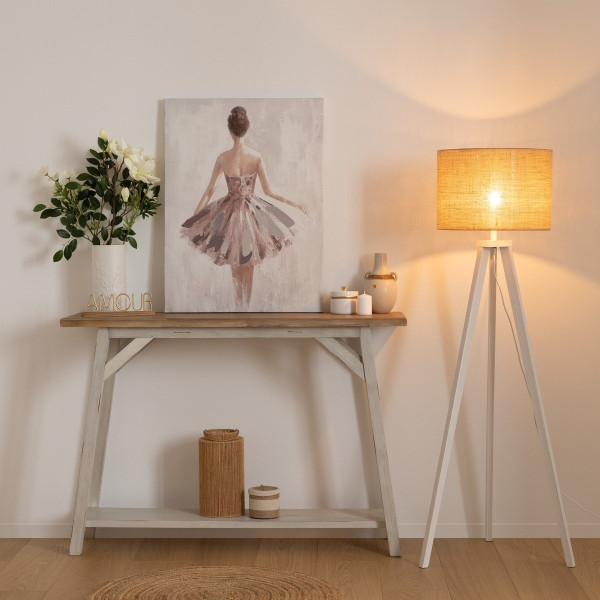 LAMPA PODŁOGOWA na statywie Elva drewno sosnowe bawełna