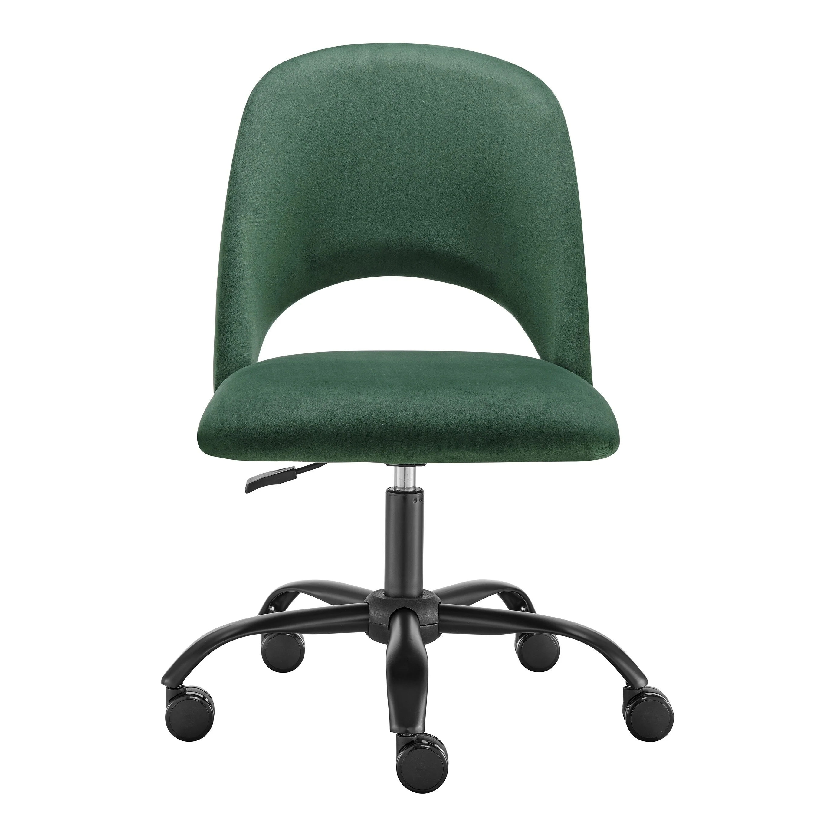 Green and Black Steel and Velvet Adjustable Swivel Rolling Conference Office Chair - 20.08' X '37.6' X '23.82