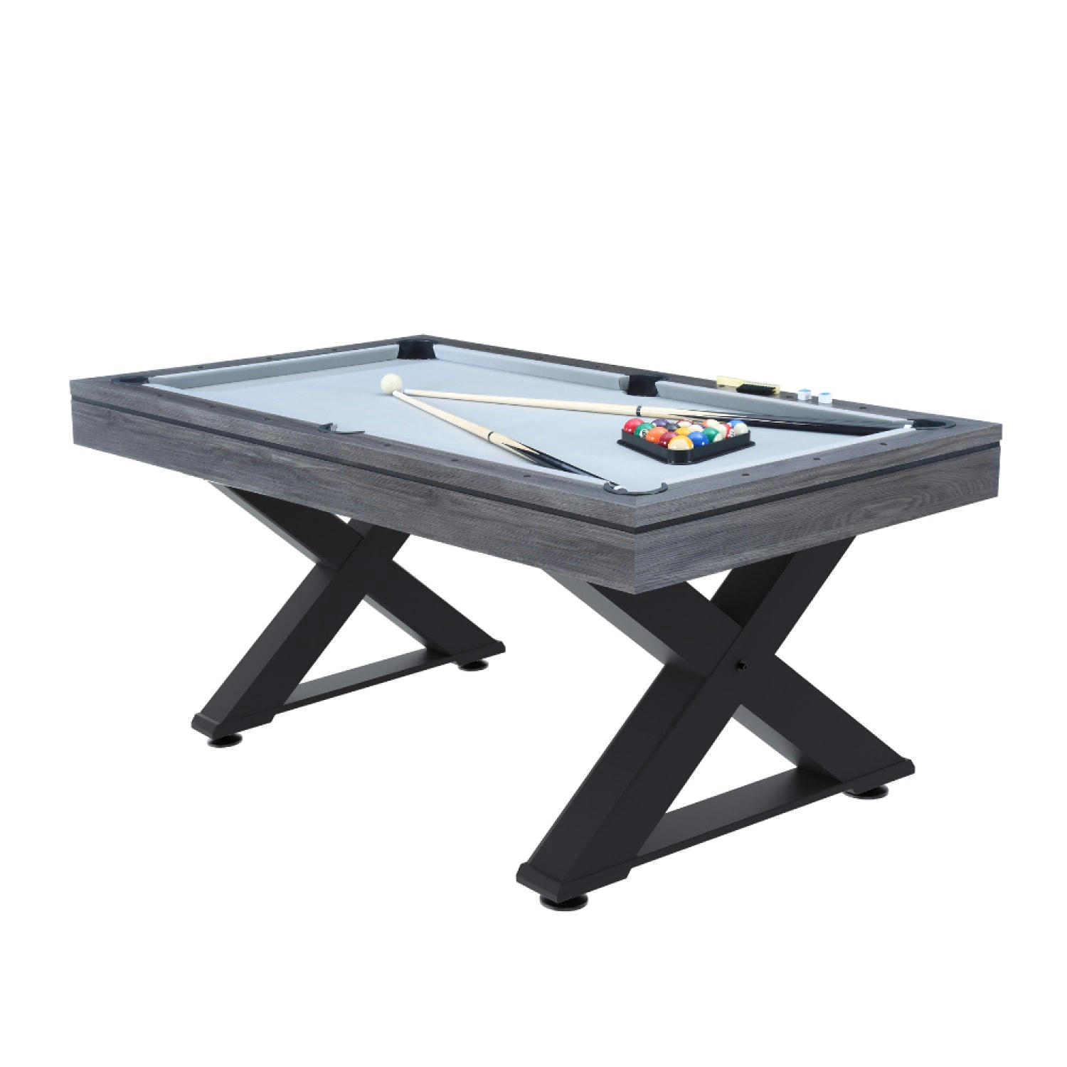 TEXAS - Table multi-jeux, ping-pong et billard en bois gris