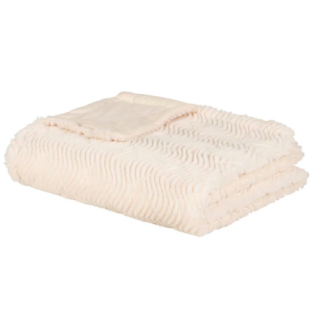 AIGA - Plaid écru motifs en relief 150x200