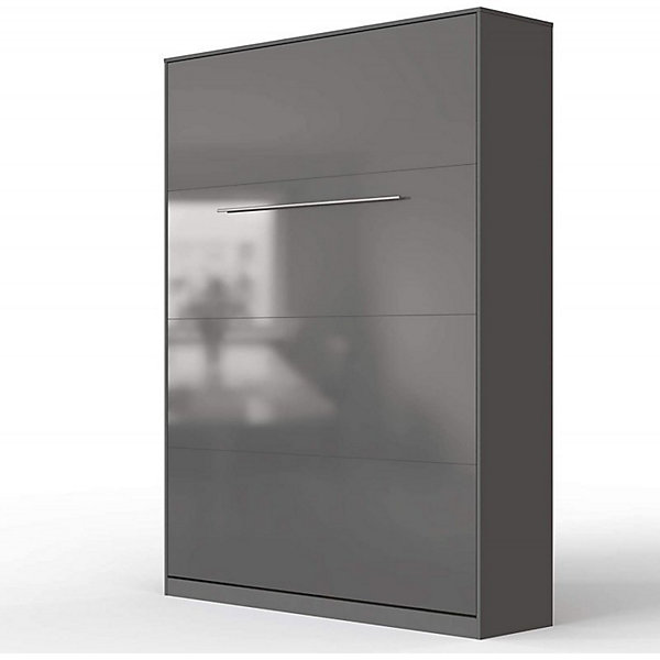 Lit escamotable  2 Placards Vertical 140x200 (80x2)cm Standard Anthracite-Anthracite brillant