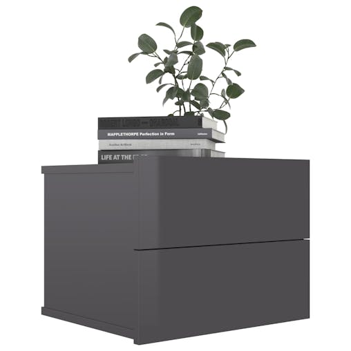 NNEVL Bedside Cabinet High Gloss Grey 40x30x30 cm Chipboard