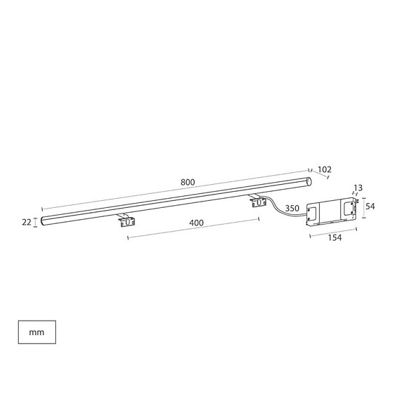 Applique LED pour miroir de salle de bain - Lumière blanche froide (5700K) - 10.2 x 2.2 x 80cm - Modèle Casiopea