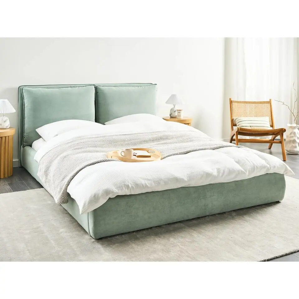 BAJONNA - Tweepersoonsbed - Mintgroen - 160 x 200 cm - Stof