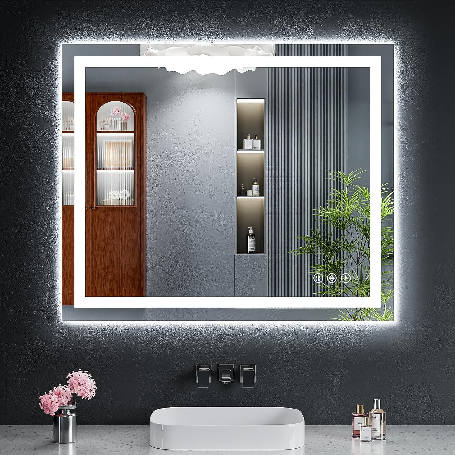 36x30 LED Bathroom Mirror with Lights, Backlit + Front Lit with CRI>90, Lighted Mirror for Bathroom, Anti-Fog, Dimmable Brightness, 3 Colors, Memory Function, Shatterproof Tempered Glass