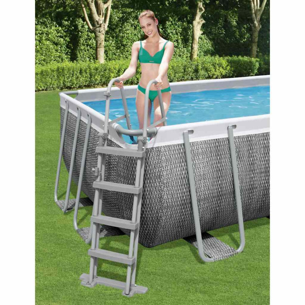 Drabinka basenowa Szary 122 cm Metal Bestway