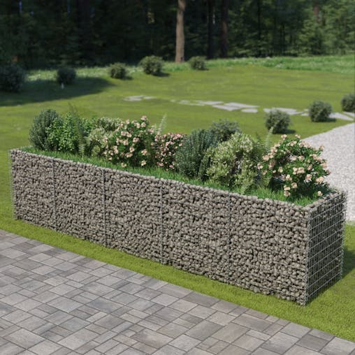 NNEVL Gabion Raised Bed Galvanised Steel 450x90x100 cm
