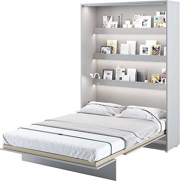 Lenart Armoire Lit escamotable Vertical 140x200 cm Gris Lit Mural Consus