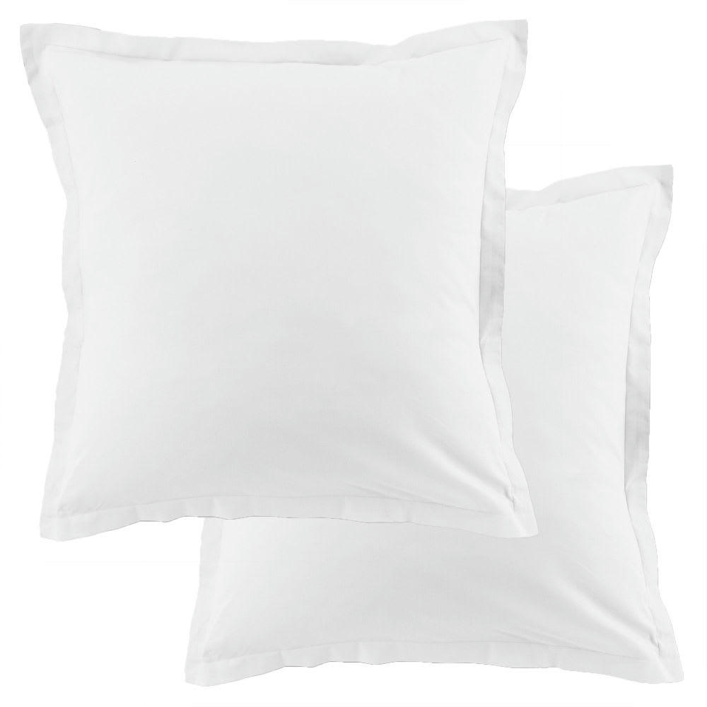 - Lot de 2 taies d'oreiller carrées coton blanc 63x63 cm