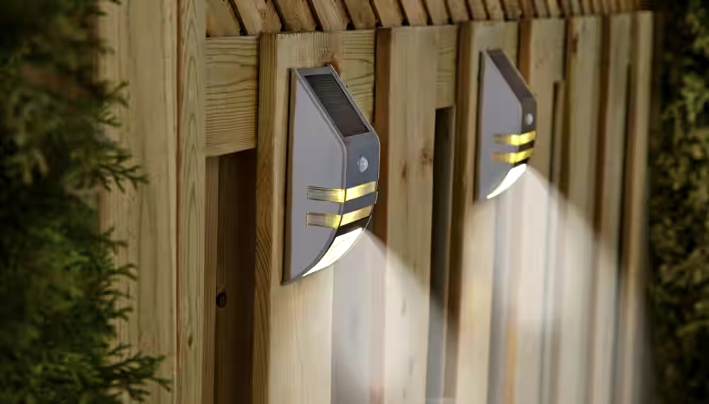 NOMA Outdoor Natural White 28 LM LED Solar Aluminum Wall Mounted Deck Lights, 2-pk