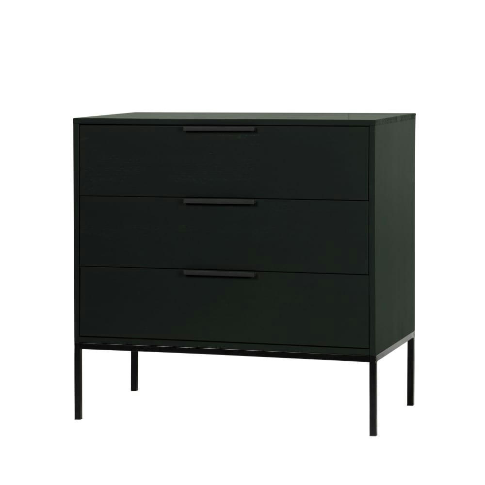 ADAM - Commode 3 tiroirs en bois noir