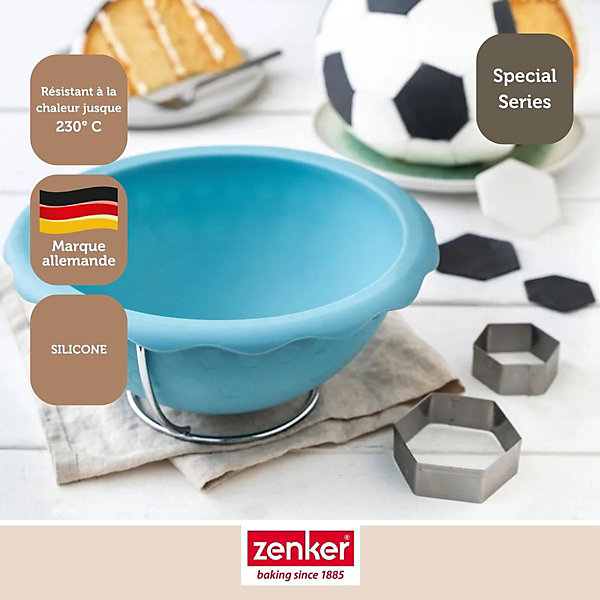Lot de 2 moules demi sphère pour gâteau ballon de foot 18 cm Zenker Spécial Football
