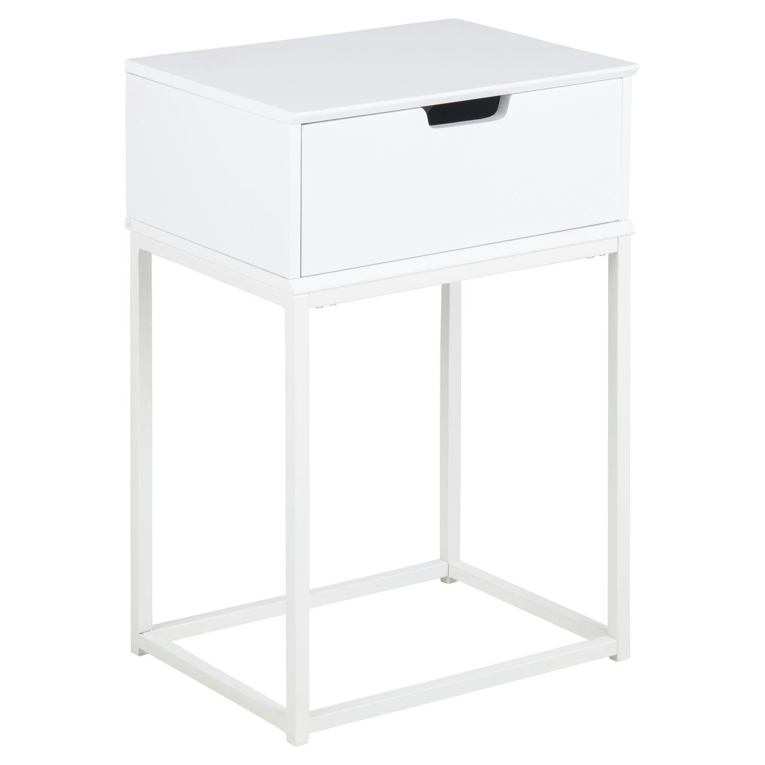 MIRRA - Table de chevet 1 tiroir en mdf et métal blanc