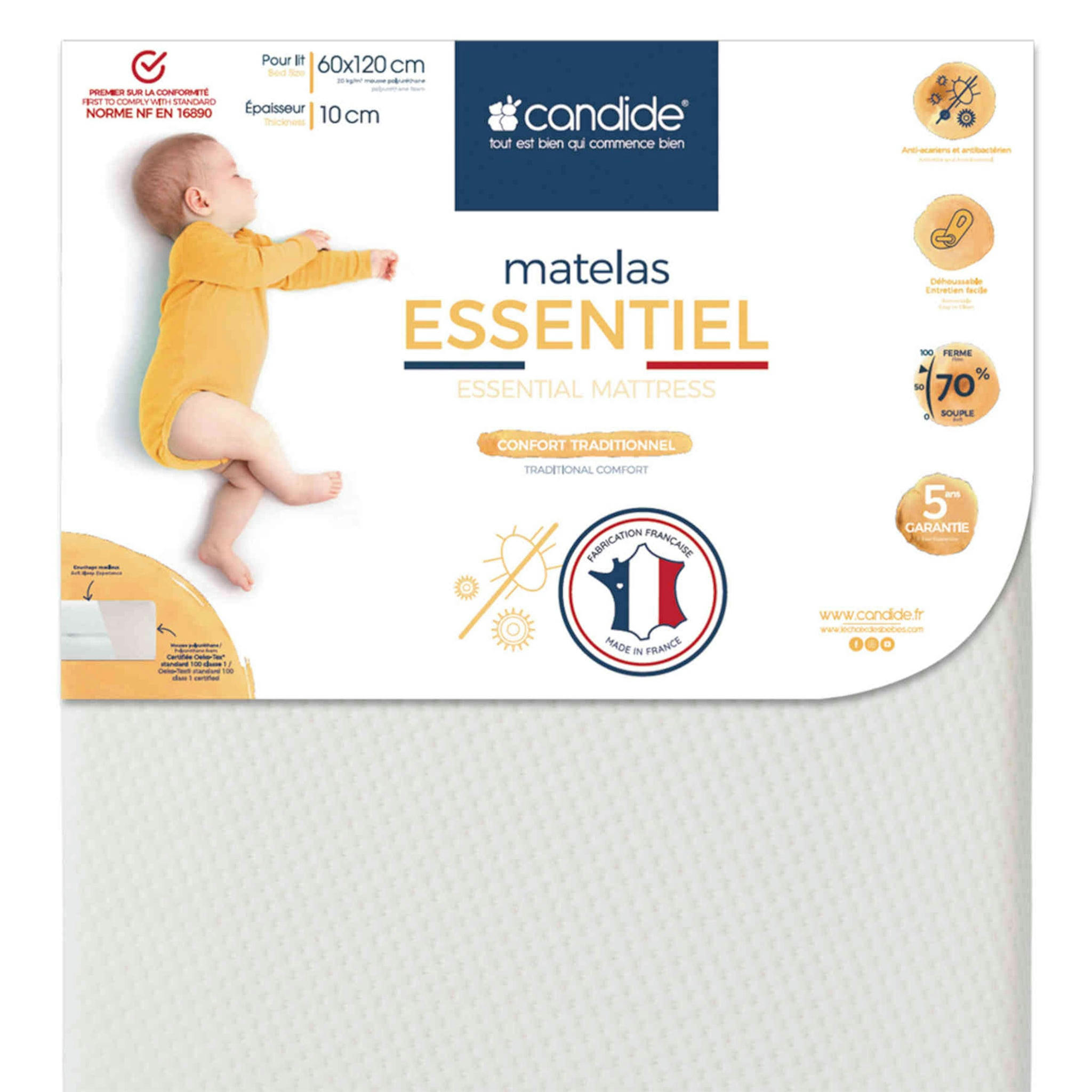 MATELAS - Matelas déhoussable 10 cm 60x120